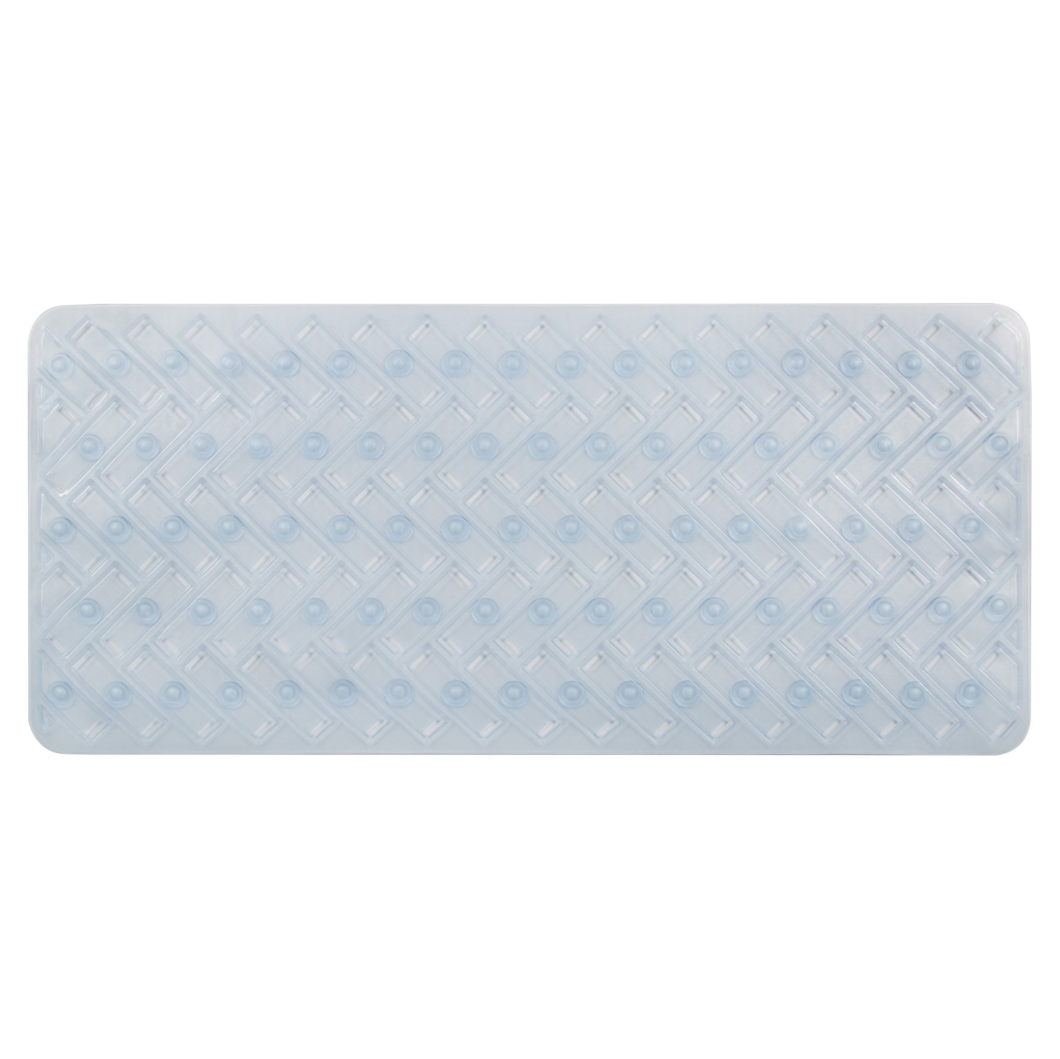 Stylish Gray /& White Chevron Bathtub Mat Anti-Slip Tub Mat with Suction Cups