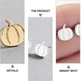 thumbnail image 5 of 2 pares de pendientes con diseño de calabaza para Halloween, joyería de calabaza dorada y plateada JM, 5 of 5