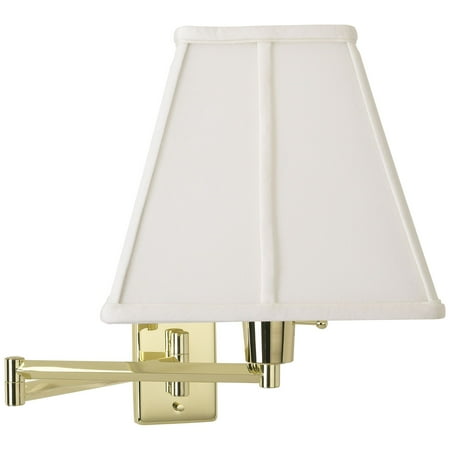 Gold Western Style Mounting - Barnes and Ivy White Square Shade Plug-In Style Swing Arm Wall Lamp