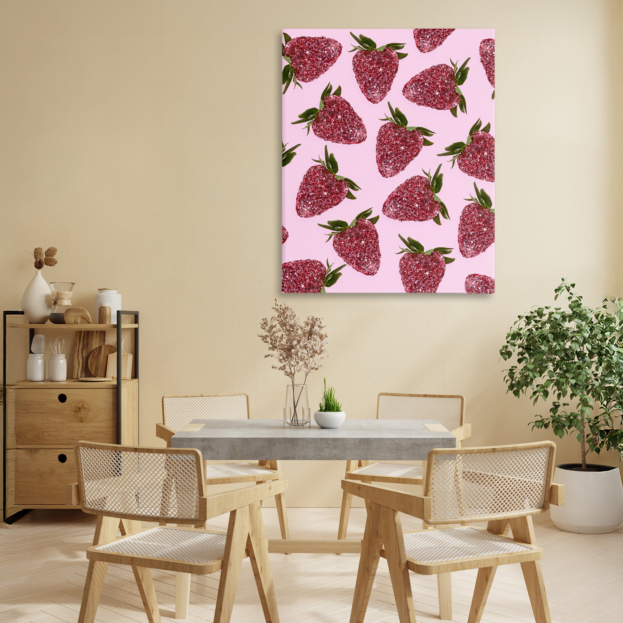 Stupell Industries Glimmer Strawberry Pattern Canvas Wall Art, design by LISH Creative