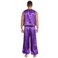 thumbnail image 2 of Aislor Men's Arabian Prince Belly Dance Silky Waistcoat with Harem Pants for Ballroom Purple 3XL, 2 of 7