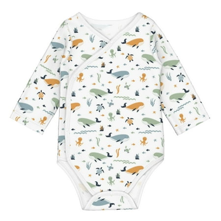 

Matuu Sea Creatures for Baby Long-Sleeve Bodysuit Soft Cotton Comfortable and Breathable Perfect for Newborns and Infants