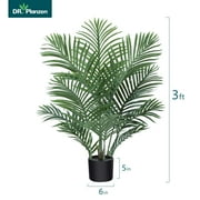 DR.Planzen 3 Feet Fake Majesty Palm Plant Artificial Majestic Palm Faux Ravenea Rivularis in Pot for Indoor Outdoor Home Office Store, Great Housewarming Gift, Set of 1