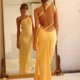 thumbnail image 3 of Vestido largo de seda sin espalda para mujer, elegante Vestido de noche femenino con hombro inclinado, sin mangas, conciso y Sexy, 3 of 5