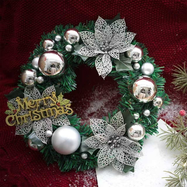 mfyjkho Corona navideña artificial de 30 cm con frutos rojos y hojas para decorar puertas, 1 pieza