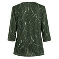thumbnail image 5 of Women Round Neck Printed High-Low Hem 3/4 Sleeve Top, 5 of 5