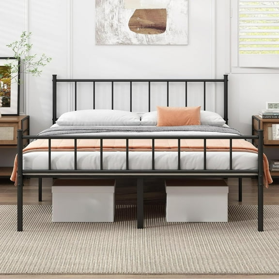 Queen Bed Frame - Classic Metal Platform Bed Frame, Mattress Base with Steel Support, Queen Size
