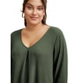 thumbnail image 5 of TEMOFON Womens Long Sleeve Plus Size Pleat Design Tops Casual Crewneck Shirts Waffle Knit Tops, 5 of 5