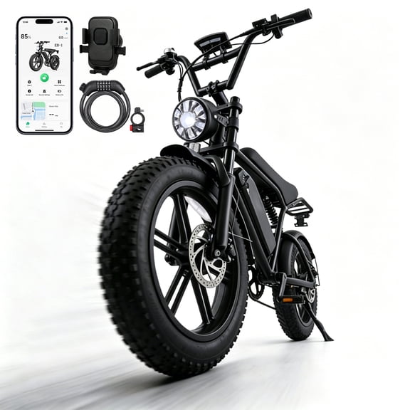 Aoemoe 20'' Fat Tire Electric Mountain Bike for Adults, 500W 48V 15Ah Battery, 28MPH High-Speed Cruiser Ebike, All-Terrain Bicycle with Front Suspension & LED Display UL2849