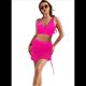 thumbnail image 2 of Conjunto de Bikini de Cintura Alta con Falda de Baño para Mujer, Color Rojo Rosa, Talla S, 2 of 6