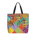 thumbnail image 1 of Disketp Dancing African Womans Bolsa Tote de Lona para Mujer, Bolso de Hombro y Cruzado con Cierre de Cremallera, 1 of 7