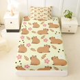 thumbnail image 3 of Manfei Lovely Capybara Twin Sheets,Pretty Floral Bedding,Yellow,3 Pieces,1 Fitted Sheet and 1 Pillowcase, 3 of 6