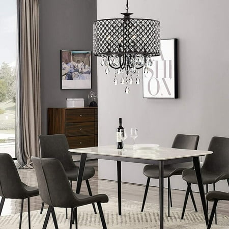 

4modernhome Maxax 4 - Light Candle Style Drum Chandelier with Crystal Accents - MXSU-4-P