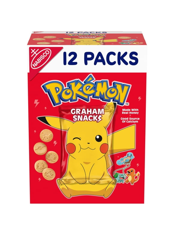 Nabisco Pokemon Graham Snacks, Graham Cracker Snack Cookies, 12 Snack Packs