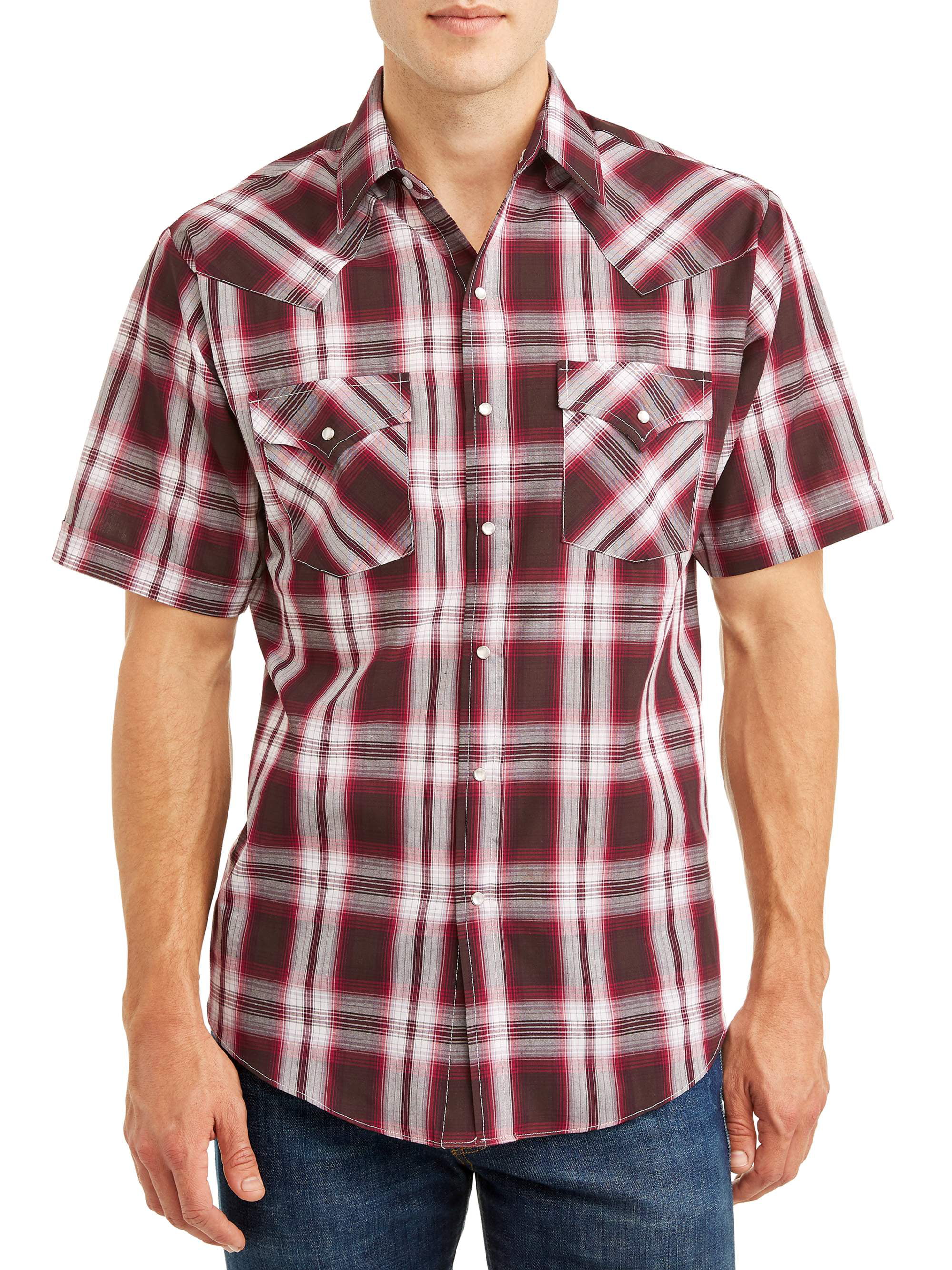 Plains Men's and Big Men's Short Sleeve Plaid Western Shirt - Walmart.com
