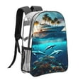 thumbnail image 3 of Sikiie Hawaiian Ship Dolphin Clear Backpack, Transparent Bookbag for School for Women Men, Capacity Clear Bag for College, Travel, 3 of 7