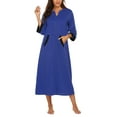 thumbnail image 5 of Ekouaer Women Zipper Robe 3/4 Sleeves Loungewear Dress Full Length Sleepwear Pockets Housecoat Nightgown Long Bathrobe, 5 of 7