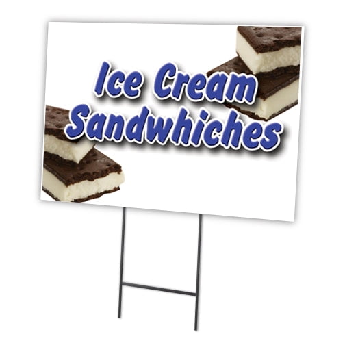 ICE CREAM SANDWICHES 12"x16" Yard Sign & Stake | Advertise Your Business | Stake Included Image On Front Only | Made in The USA