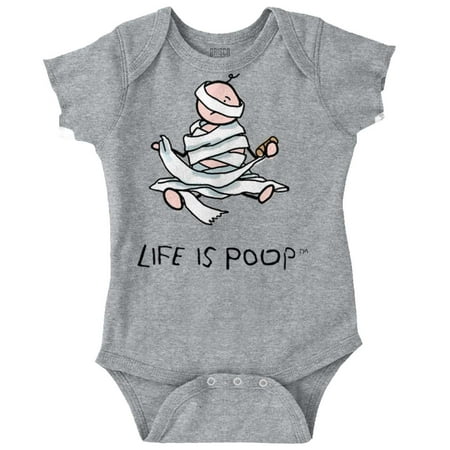 

Life Is Poop Toilet Paper Mummy Funny Newborn Baby Boy Girl Romper Brisco Brands