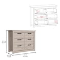 thumbnail image 3 of Knubmt 6 Drawer Dresser with Metal Hardware, Wood Storage Cabinet for Living Room, Bedroom, Office, Gray, 3 of 7
