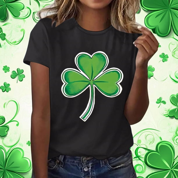 TaTaai Womens Casual St Patrick's Day Printed Top Short Sleeve Round Neck Loose Fit T Shirt Fashion Blouse Soft Lightweight Comfortable for Spring Daily Gift