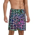 Adobk Rainbow Animal Skin Print Pajama Shorts for Men Pjs Bottoms Sleep