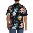 thumbnail image 3 of Uemuo Hibiscus Rose Pattern Cotton Linen Short Sleeve Shirts,Casual Lightweight Button Down Shirts,Vacation Beach Summer Tops-, 3 of 7