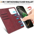 thumbnail image 2 of Wallet Case for iPhone 17, Detachable 2-in-1 PU Leather Flip Folio Case Support MagSafe Wireless Charging, Vintage Card Slots Kickstand Phone Cover for iPhone 17, Red, 2 of 6