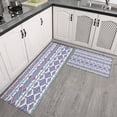 thumbnail image 2 of Pink and Blue Diamond Shaped Boho Pattern Kitchen Rugs Sets Of 2,Anti Fatigue Kitchen Mat Rugs Non Slip Washable,Decorative Kitchen Floor Mats for Kitchen,Sink,Laundry,17"x30"+17"x47", 2 of 7