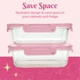 thumbnail image 5 of Paris Hilton 2-Piece Glass Leak-Proof Food Storage Containers, 4.3 Cup Capacity, Pink, 5 of 7
