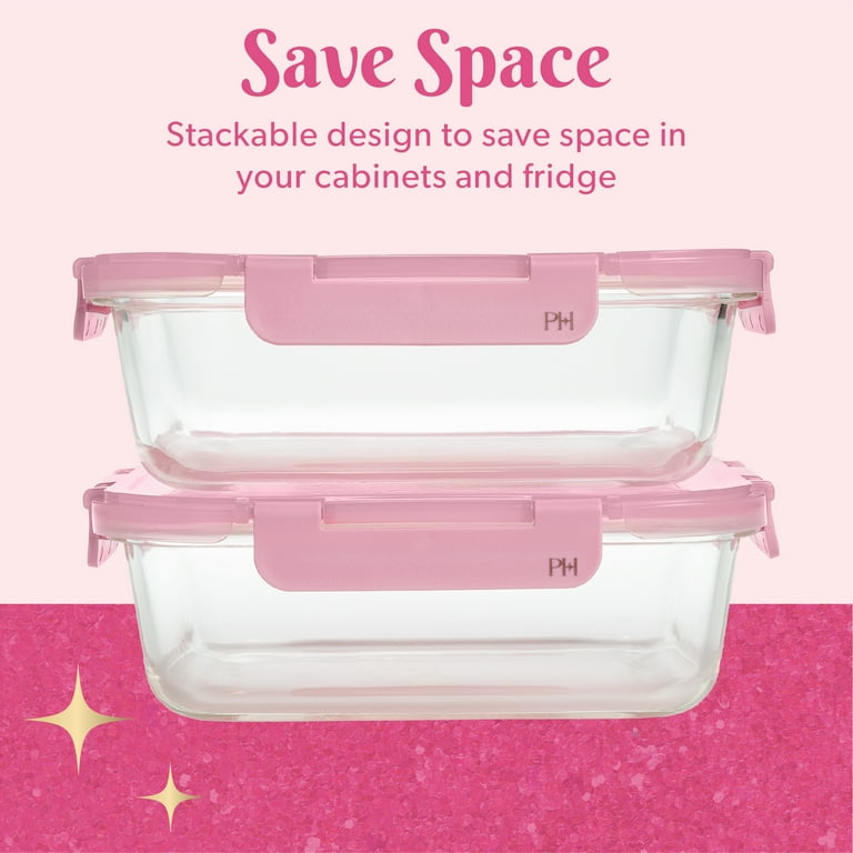 Paris Hilton 2-Piece Glass Food Storage Containers Pink photo 5