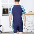 thumbnail image 4 of YONGHS Kids Boys Rash Guard 3-Piece Tankini Set Short Sleeve Swim Shirt with Trunks Hat Swimsuit Camouflage Green 3-4, 4 of 5