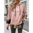 thumbnail image 5 of Uootdi Hoodies for Women Long Sleeve Plaid Color Block Hooded Sweatshirts Casual Pullover Loose Fit Tunic Winter Tops Gift Shirt s, 5 of 7