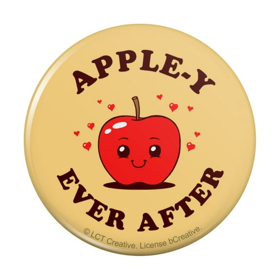 Apple-y Happily Ever After Funny Humor Pinback Button Pin