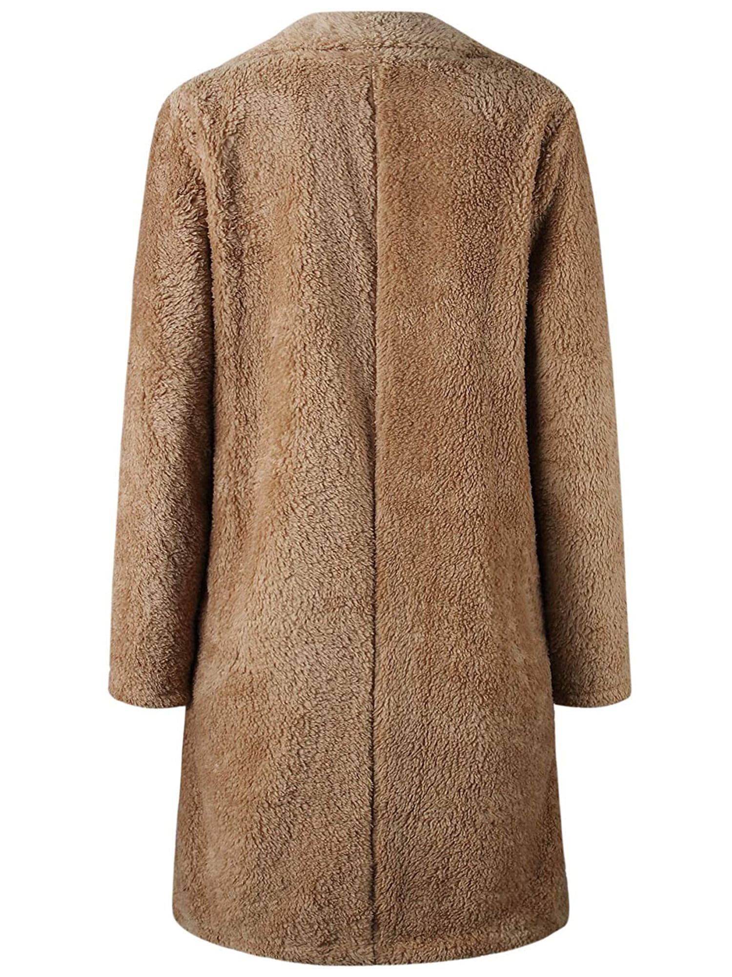 Wadonerful Women Outercoat Jacket Lapel Long Sleeve Button Coat Faux Fur Winter Warm Cardigan Solid Overcoat Outwear 
