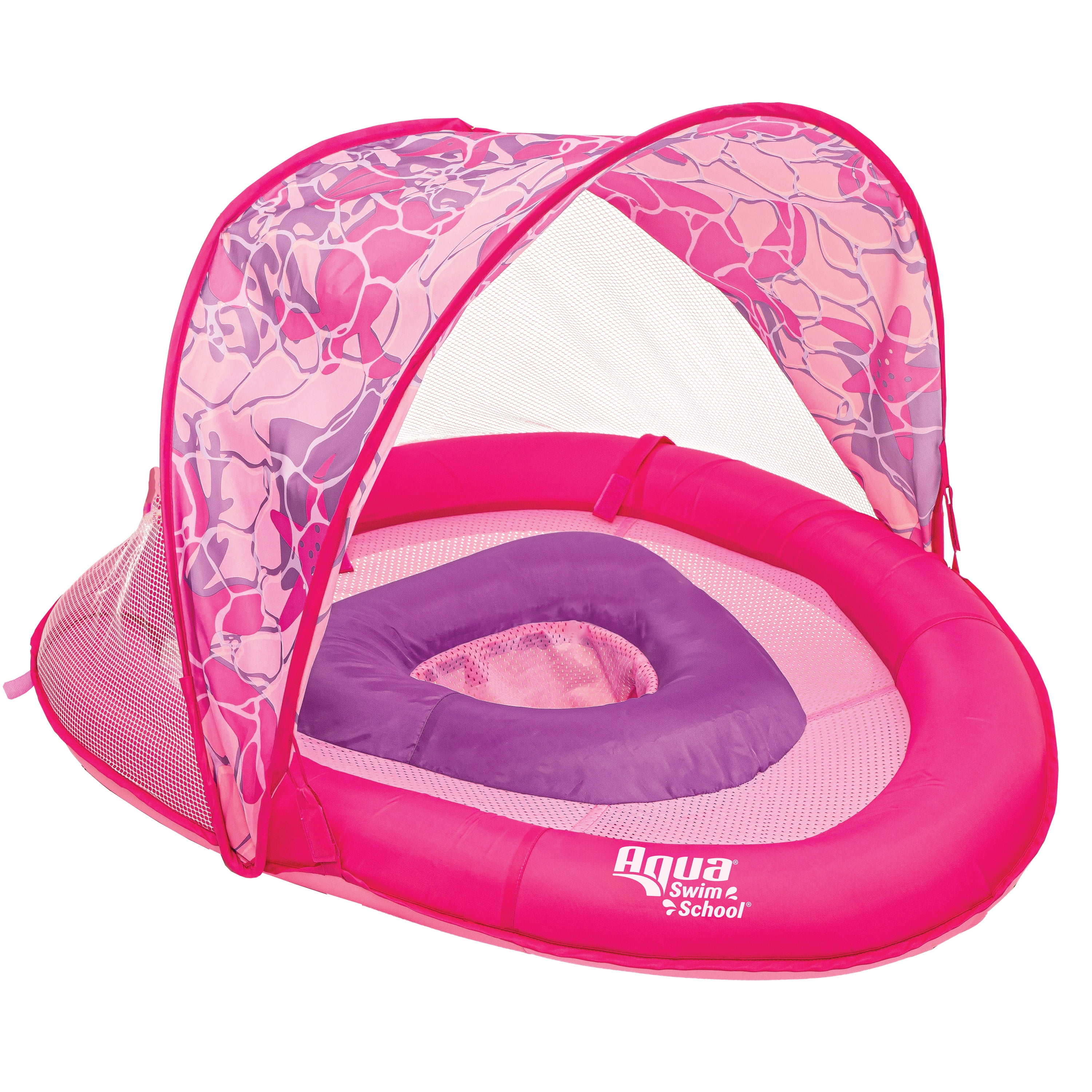 (2 pack) Aqua SwimSchool Grow-with-Me BabyBoat Pool Float for Infants 6-24 Months, Pink Turtle
