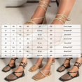 thumbnail image 4 of Women's Mesh Wrap-Up Heels Square Toe Fishnet Sandals Strappy Flat Slides Summer Closed Toe Beach Party Shoes（Gold，Size 9.5), 4 of 7