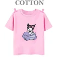 thumbnail image 3 of Camiseta de algodón 100% para niños Kuromi, camiseta informal de verano de manga corta con estampado de anime My Melody Sanrio, regalo kawaii para niños y niñas, 3 of 5