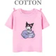 thumbnail image 3 of Camiseta de algodón 100% para niños Kuromi, camiseta informal de verano de manga corta con estampado de anime My Melody Sanrio, regalo kawaii para niños y niñas, 3 of 5
