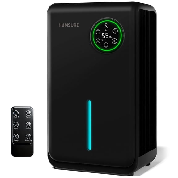 HUMSURE 120 oz Semiconductor Dehumidifier with Remote, Drain Hose & Timer, 7-Colour Ambient Lighting, for Bedroom Basement RV
