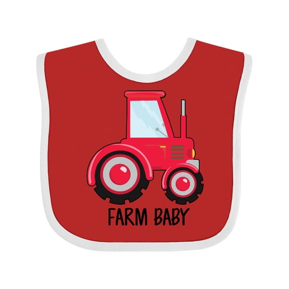 Inktastic Farming Red Tractor Farm Baby Boys or Girls Baby Bib