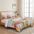 thumbnail image 5 of Full Quilt Set 78''x90'', Pink Yellow Floral Lightweight Bedspread Coverlet Set with 2 Pillow Shams, Spring Flowers Elegant Pastoral Leaves Breathable All Season Quilt Bedding for Bedroom/Guest Room, 5 of 9