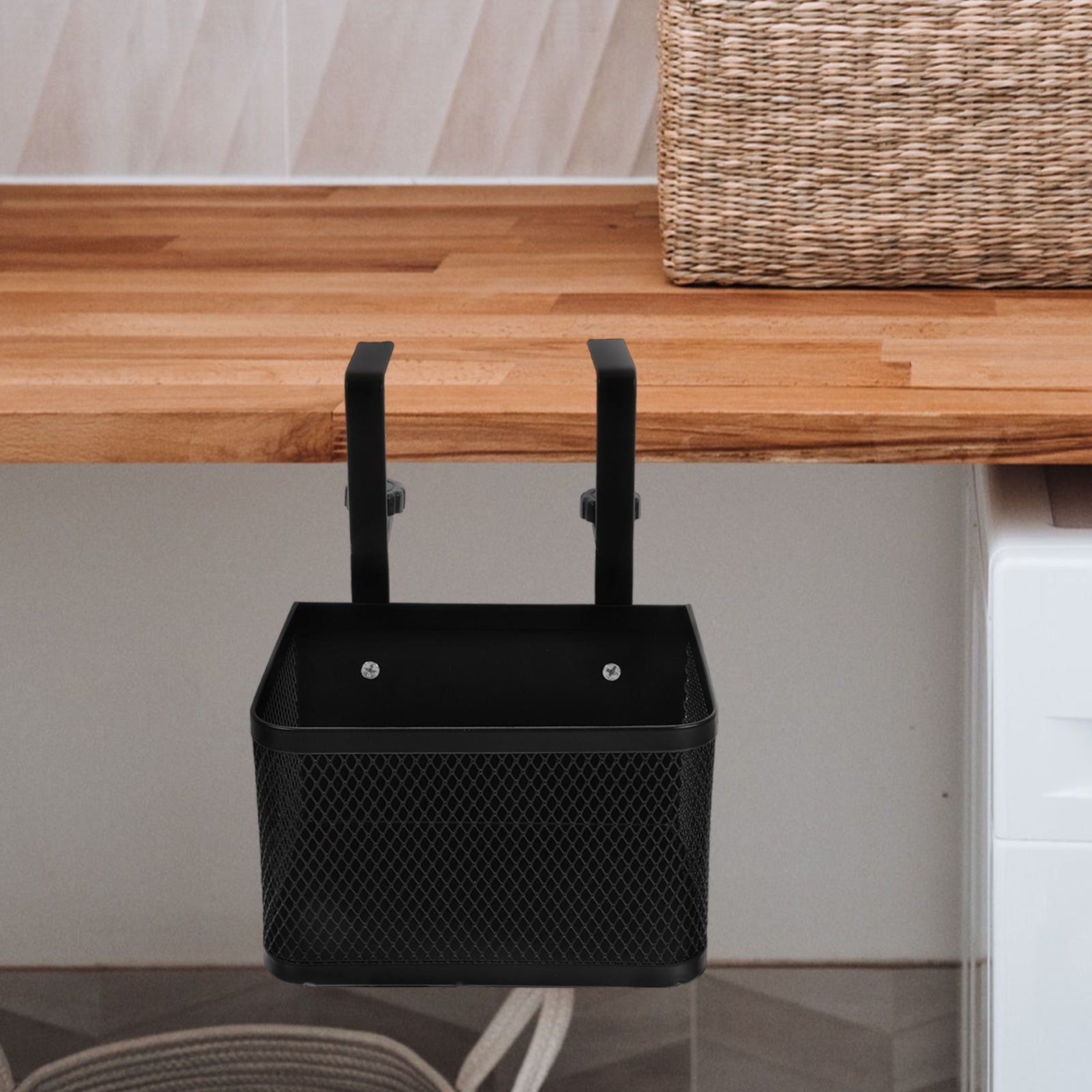 Hytrove Black Desk Side Organizer 1 Set, Compact Storage Solution 15.7 x 6.3 x 4.9 Inches for Office and Home