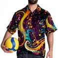thumbnail image 4 of Note Men's Button Down Spread Collar Casual Printed Short Sleeve Summer Beach Unisex Shirts, 4 of 6