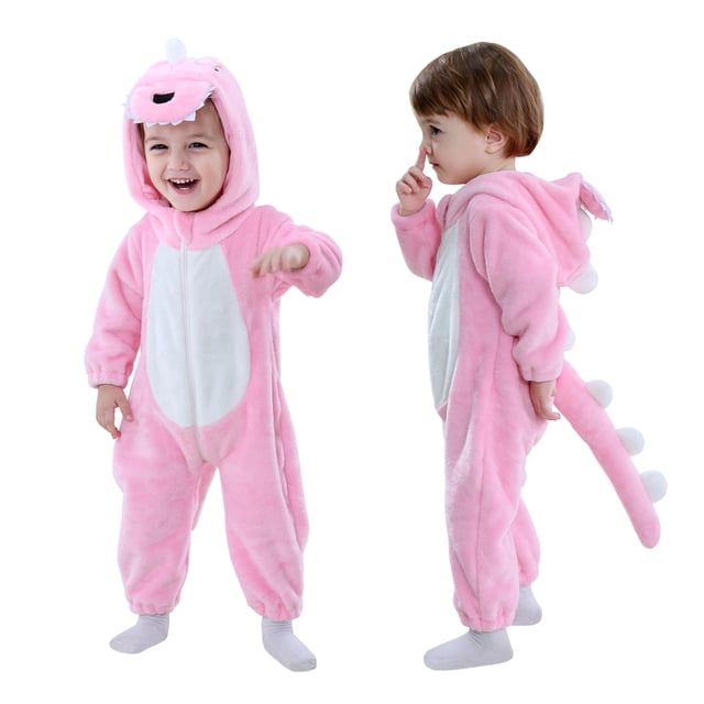 Disfraz TONWHAR para bebés y niños pequeños, cosplay de Halloween, dinosaurio rosa