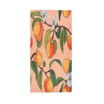 Bath Towel Single-Sided Printed Highly Absorbent Soft Quick Towel for Bathroom Spa Gym & Sports Peach and Flowers