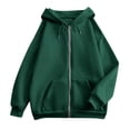 thumbnail image 6 of Domzest Womens Zip Up Hoodie Long Sleeve Oversized Zipper Hooded Sweatshirt Casual Solid Lightweight Fall Coat with Pockets Green M, 6 of 7