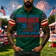 thumbnail image 4 of Mens American Flag Patriotic Polo Shirts 250th America Anniversary 4th Of July Golf Shirts Short Sleeve Freedom Usa Flag Polo Shirt Collared Button Independence Day 1776-2026 Patriotic Tops,Green XL, 4 of 4