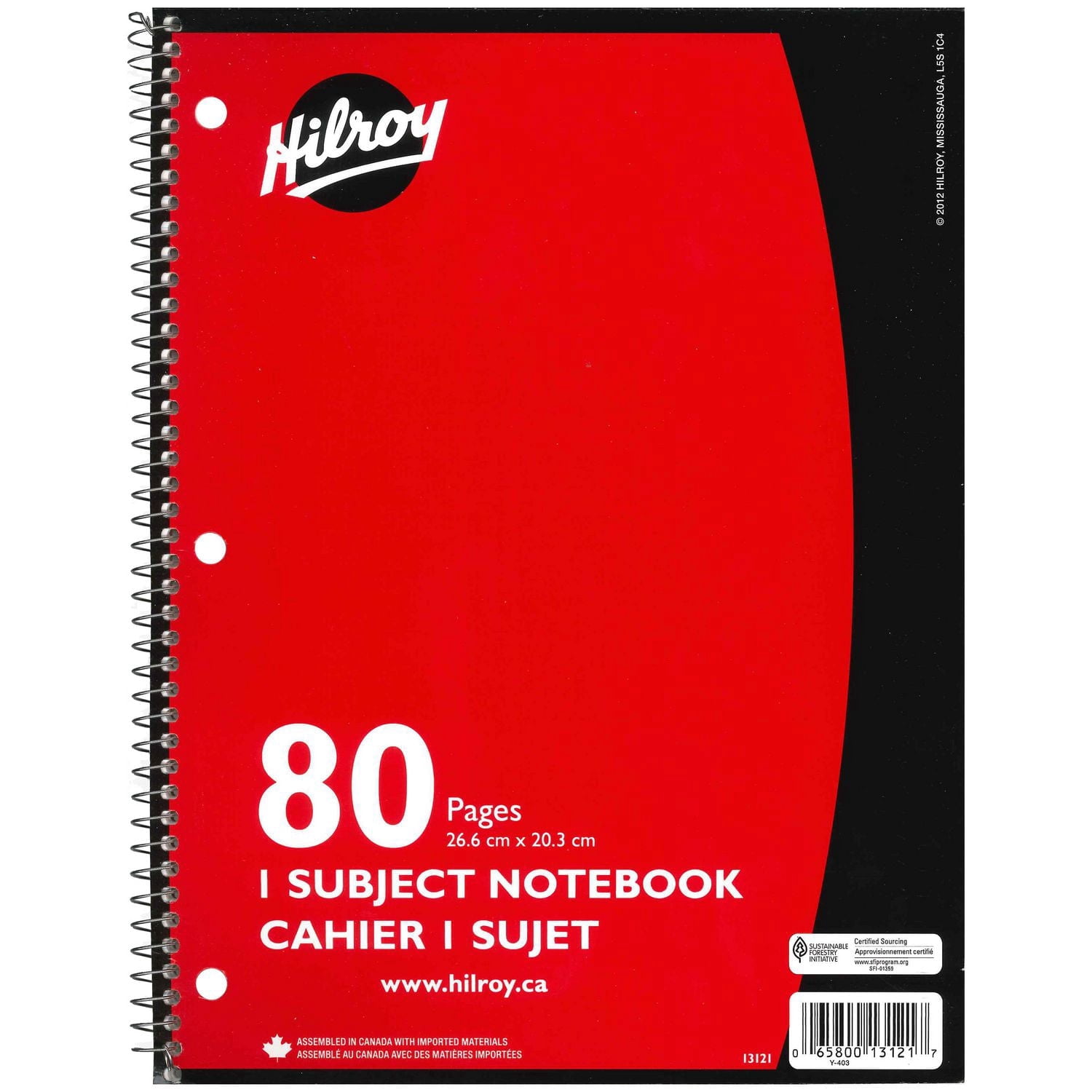 caoliページ Hilroy® Coil Notebooks 3 Hole with Margin 1 Subject, 10-½ X 8, 80
