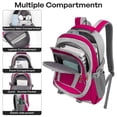 thumbnail image 3 of 25L Unisex Backpack Lightweight Multi-Pocket Daypack for School,Work,Hiking,Travel, Rose Carmine - B930, 3 of 8